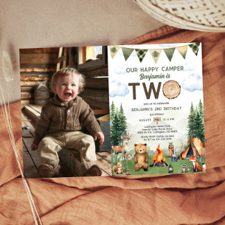 Happy Camper 2. Geburtstag Foto Einladung