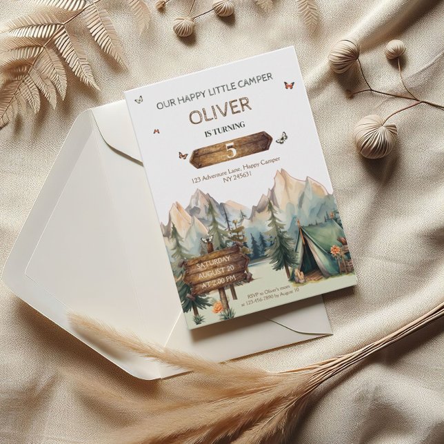 Happy Camper Adventure Boy Birthday Einladung (Von Creator hochgeladen)