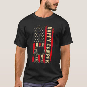 Happy Camper American Flag Camping Wandern Männer  T-Shirt