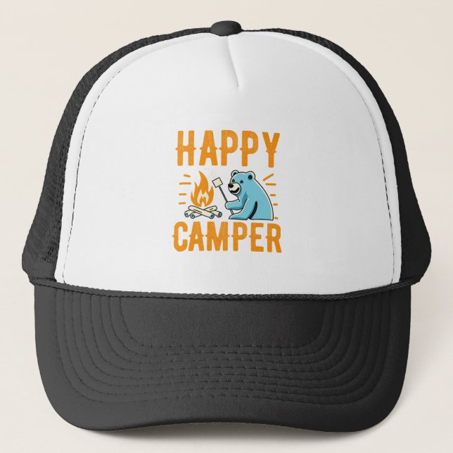 Happy Camper Bär - Urlaub Campi Truckerkappe (Vorderseite)