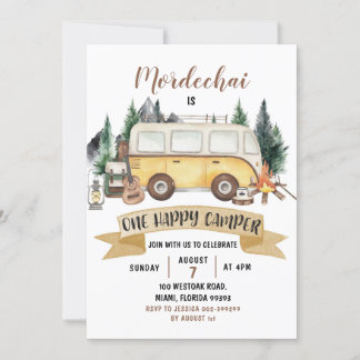 Happy Camper Boy Einladung zum ersten Geburtstag