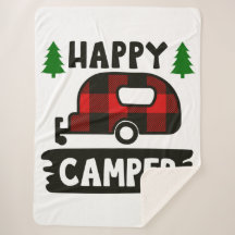 Happy Camper Buffalo Kariert Sherpa Blanket