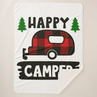 Happy Camper Buffalo Kariert Sherpa Blanket Sherpadecke