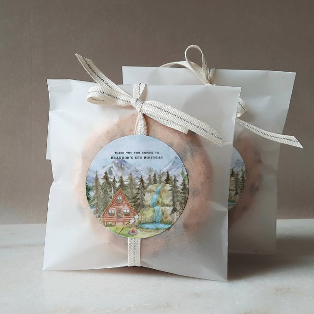 Happy Camper | Camp Birthday Party Vielen Dank für Runder Aufkleber (Von Creator hochgeladen)