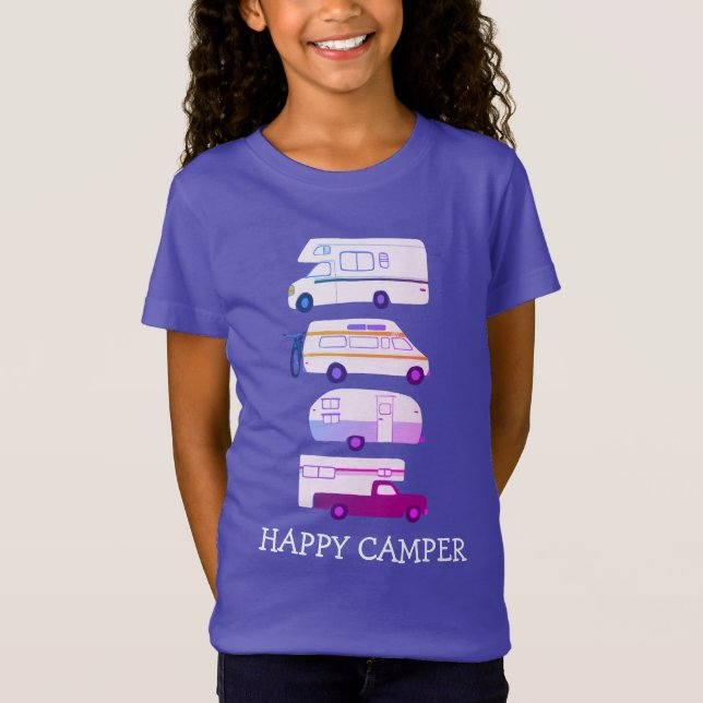 HAPPY CAMPER Campervan vanlife RV Anhänger CUSTOM T-Shirt (Vorderseite)