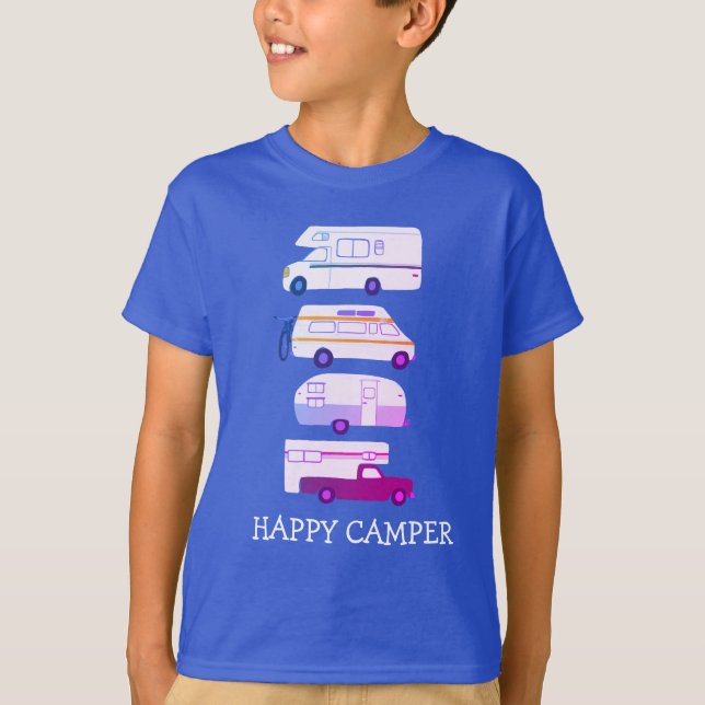HAPPY CAMPER Campervan vanlife RV Anhänger CUSTOM T-Shirt (Vorderseite)