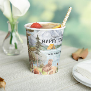 Happy Camper   Camping Birthday Paper Cups Pappbecher