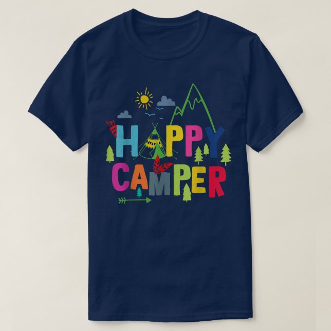 Happy Camper Camping Funny Gift Männer Frauen Kind T-Shirt (Design vorne)