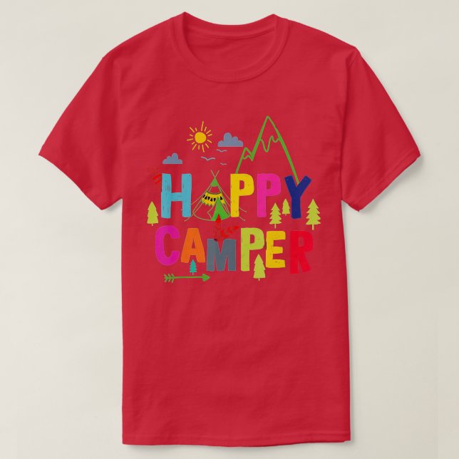 Happy Camper Camping Funny Gift Men Women Kids (1) T-Shirt (Design vorne)