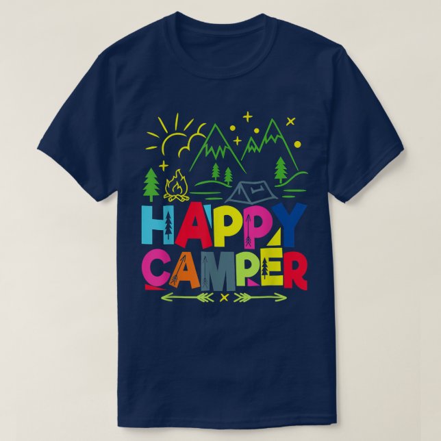 Happy Camper Camping Funny Gifts Männer Frauen Kin T-Shirt (Design vorne)