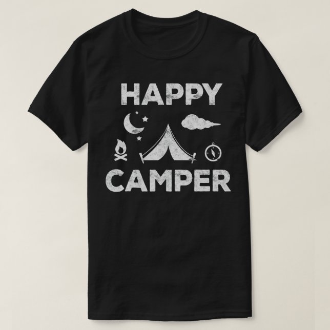 Happy Camper Camping Geschenk T-Shirt (Design vorne)
