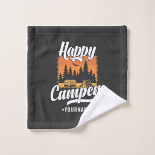 Happy Camper Camping Hiking Travel Caravan Life Waschlappen
