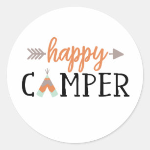 Happy Camper, Camping Runder Aufkleber