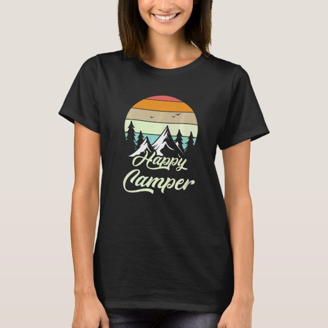 Happy Camper Camping Wandern Präsent T-Shirt (Vorderseite)