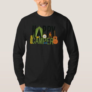 Happy Camper Camping Zelt Campfire Gitarrenkompass T-Shirt