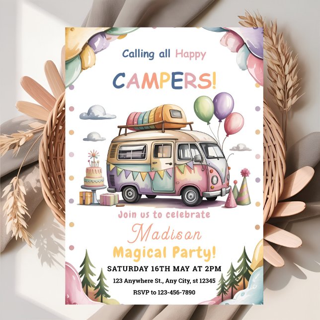 Happy Camper Celebration Invitation Einladung (Von Creator hochgeladen)