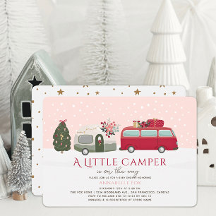 Happy Camper Christmas Pink Girl Baby Dusche Einladung