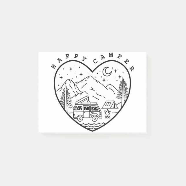 Happy Camper Doodle Post-it Klebezettel (Vorderseite)