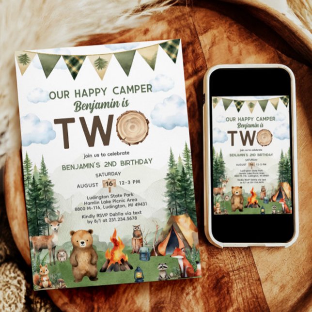 Happy Camper Einladung (Happy Camper 2nd Birthday Invitation
)