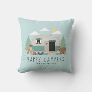 Happy Camper Familienname Throw Kissen