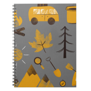 Happy Camper Grau und Gelb Notebook Notizblock