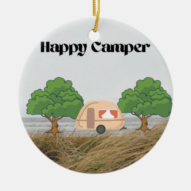 Happy Camper Keramik Ornament (Vorne)