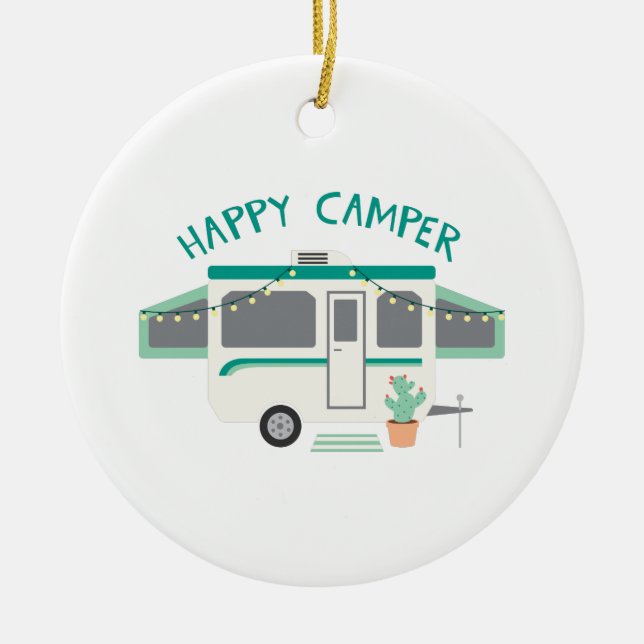 Happy Camper Keramik Ornament (Vorne)