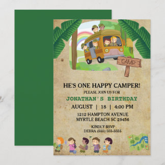 Happy Camper Kindergeburtstag Party Einladung