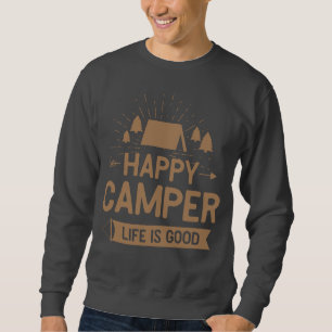 Happy Camper Leben ist gut grau Farbe Männer Basic Sweatshirt