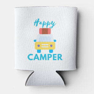 Happy Camper mit Gelb/Weiß Auto mit Gepäck Dosenkühler