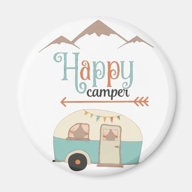 Happy Camper Niedlich Retro RV Magnet (Vorne)