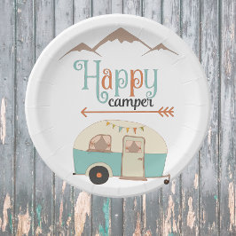 HAPPY CAMPER Niedlich Retro RV Pappteller