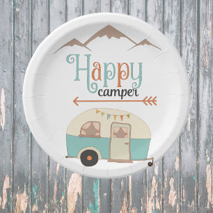 HAPPY CAMPER Niedlich Retro RV Pappteller