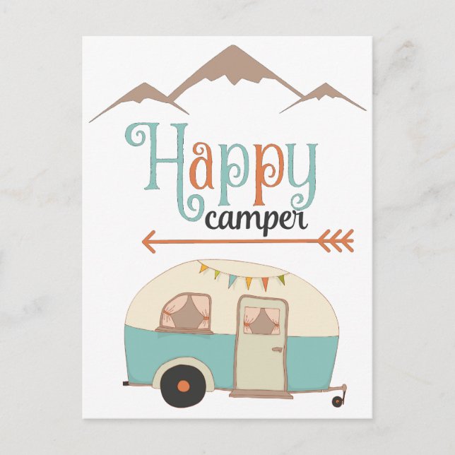 Happy Camper Niedlich Retro RV Postkarte (Vorderseite)