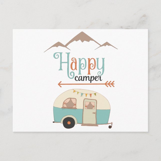 Happy Camper Niedlich Retro RV Postkarte (Vorderseite)