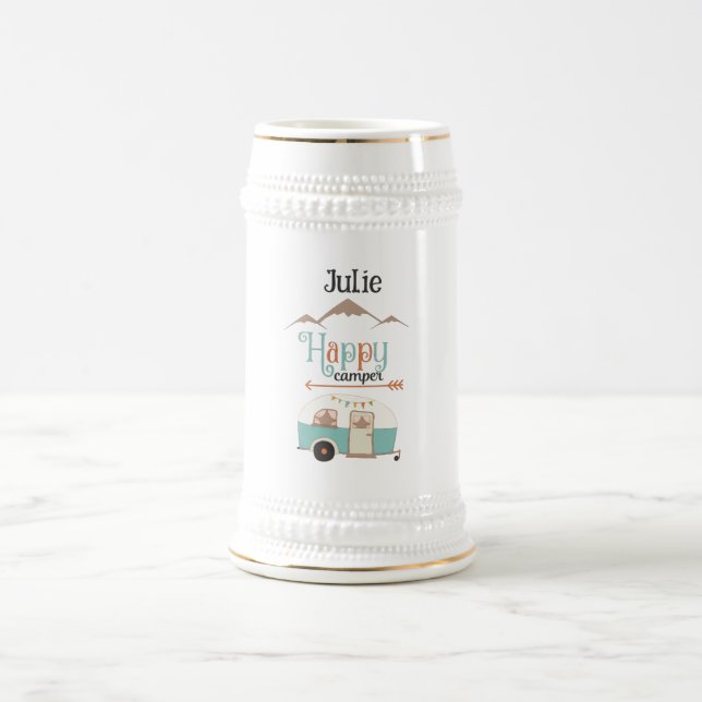 Happy Camper Personalisiert Bierglas (Mittel)