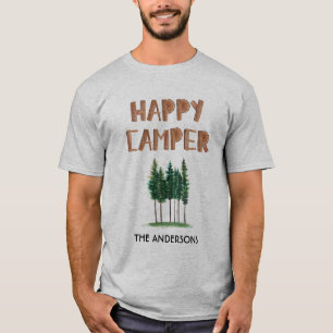 Happy Camper Pine Trees Personalisiert T-Shirt