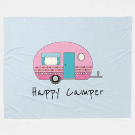 Happy Camper Pink RV Fleecedecke