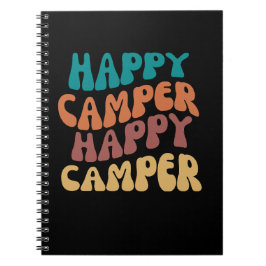 Happy Camper Quote Retro Wavy Text Notizblock