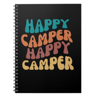 Happy Camper Quote Retro Wavy Text Notizblock