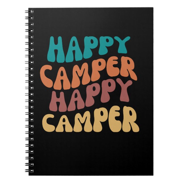 Happy Camper Quote Retro Wavy Text Notizblock (Vorderseite)