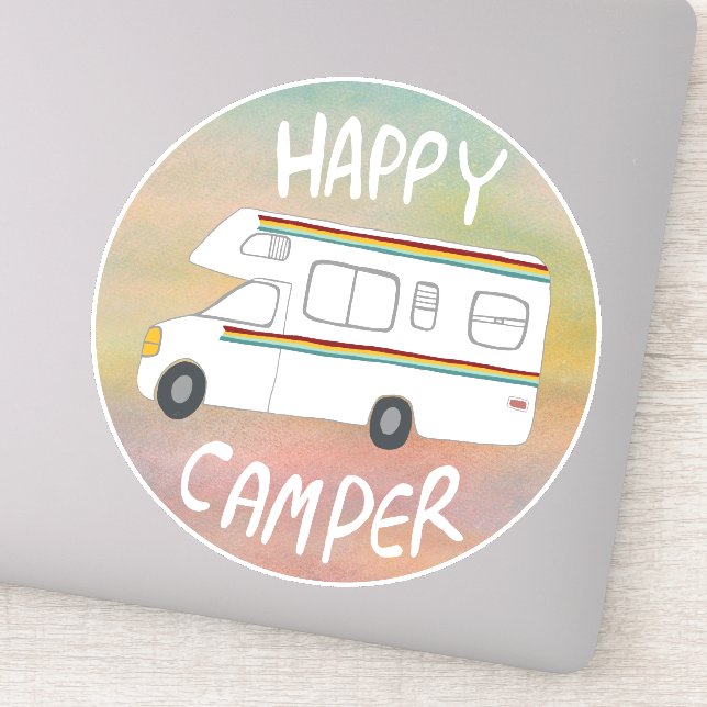 Happy Camper Rainbow RV Sunset Motorhome RV Aufkleber (Detail)