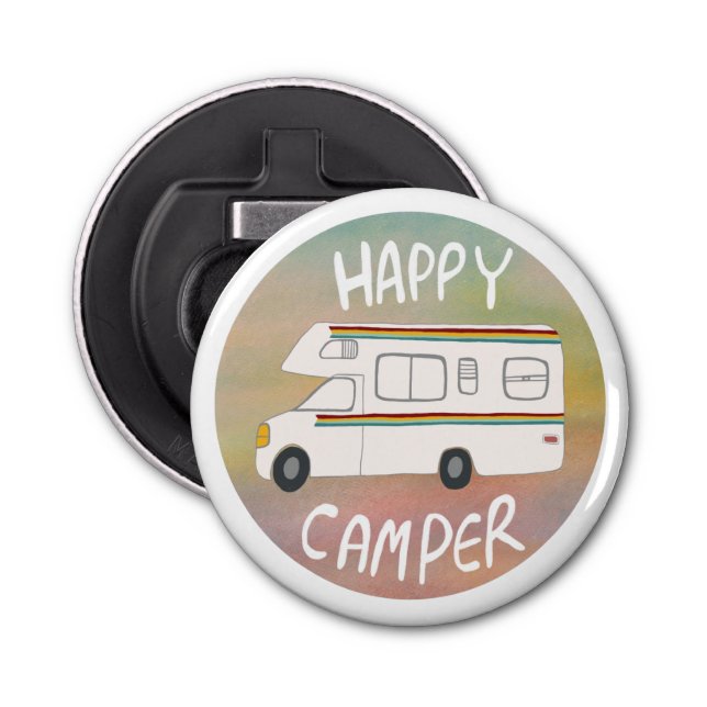 Happy Camper Rainbow RV Sunset Motorhome RV Flaschenöffner (Vorderseite)