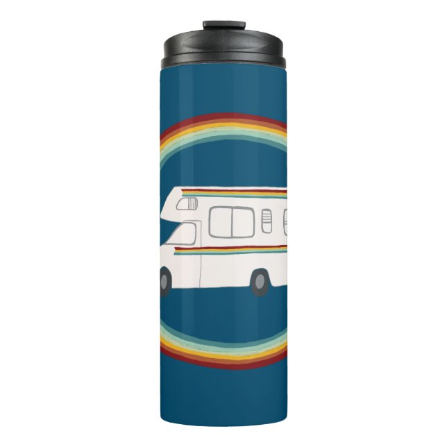 Happy Camper Rainbows RV Whimsical Motorhome RVing Thermosbecher (Vorderseite)