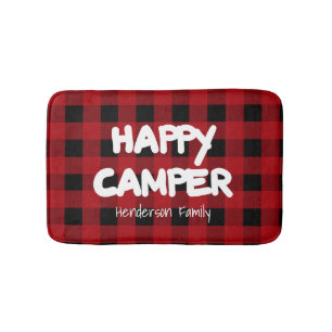Happy Camper Red and Black Buffalo Kariert Family Badematte