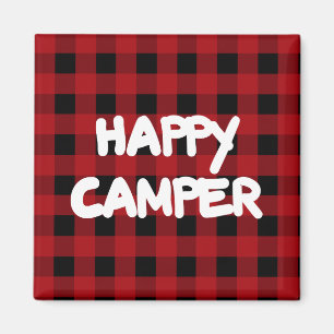 Happy Camper Red Buffalo Karierter Kühlschrank Magnet