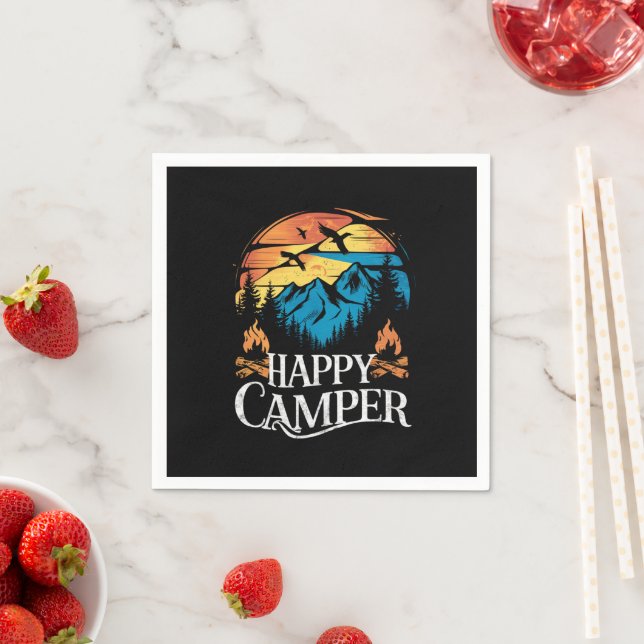 Happy Camper Retro Vintag Matching Camping Crew Serviette (Beispiel)