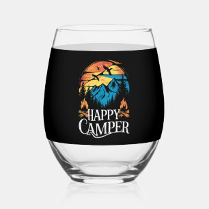 Happy Camper Retro Vintag Matching Camping Crew Weinglas Ohne Stiel