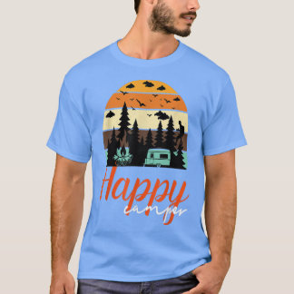 Happy Camper Retro Vintages Funny Matching Camping T-Shirt