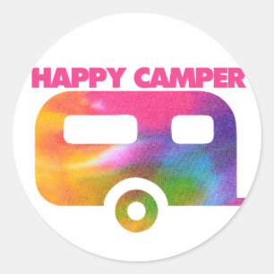 Happy Camper Runder Aufkleber